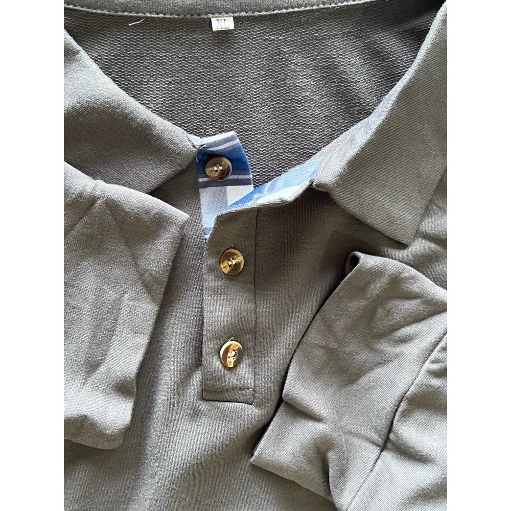 Men's New Long Sleeve Polo Shirts-Casual Thermal Loose Fit Pullover Sweatshirts - Picture 3 of 5